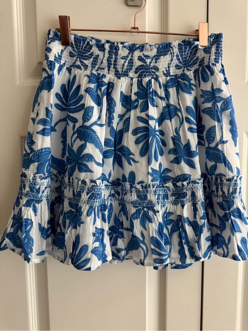 Vineyard Vines Floral Smocked Skirt Blue White Cay Floral Women’s Medium NWT